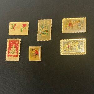 USPS postage stamp pins set of 6 vintage Seasons Greeting